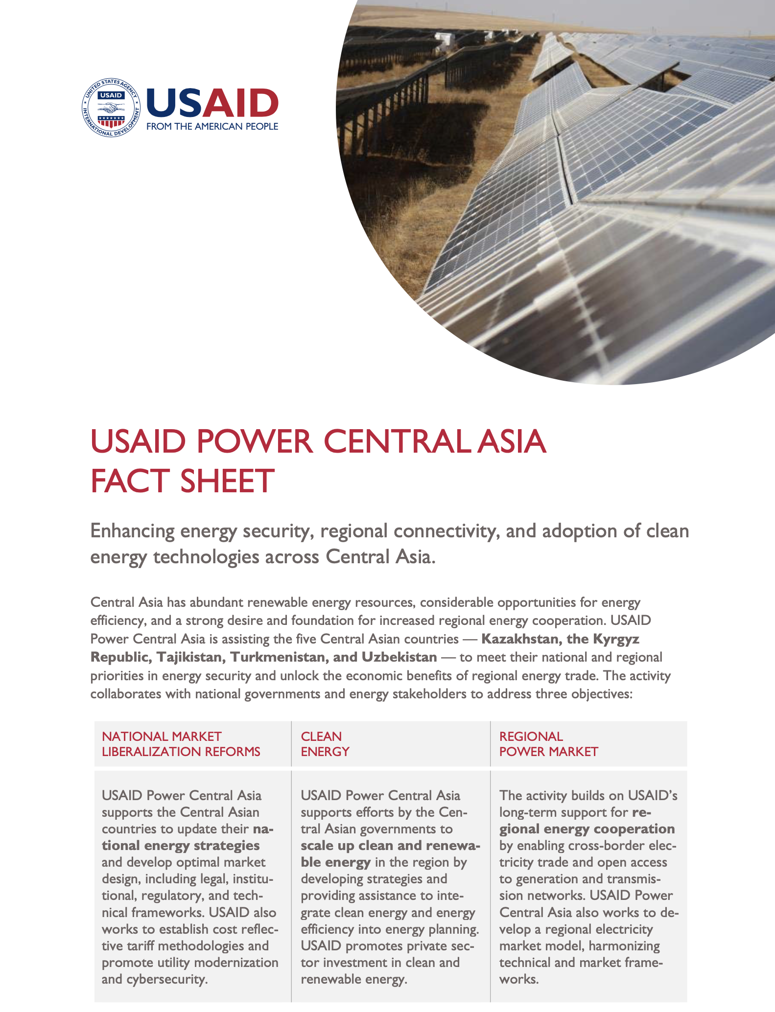 USAID Power Central Asia Fact Sheet