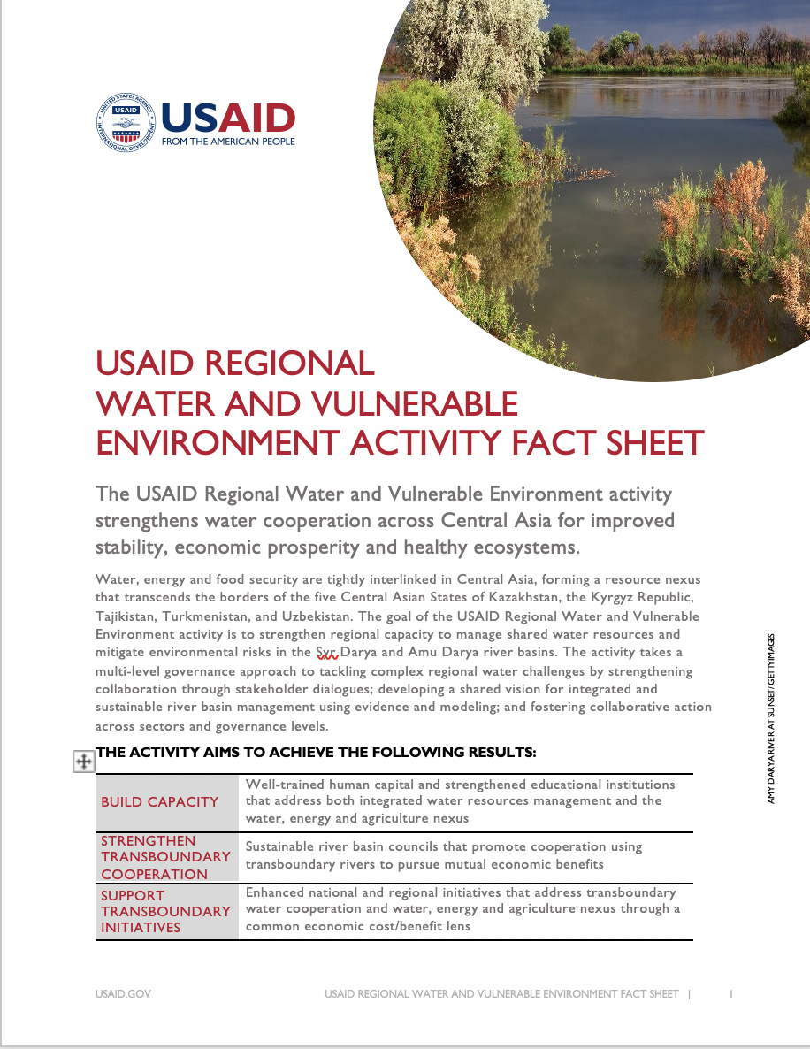 USAID Regional Water and Vulnerable Environment Activity Fact Sheet