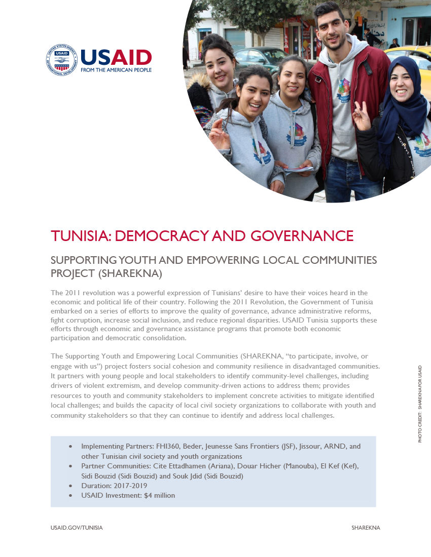 Supporting Youth and Empowering Local Communities (SHAREKNA) Fact Sheet - Click to download PDF