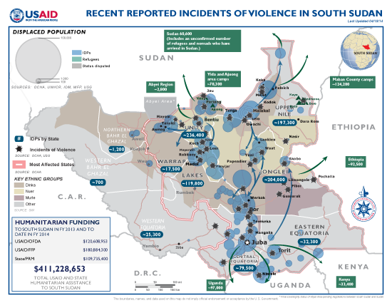 South Sudan Crisis Map April 18, 2014