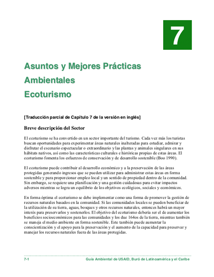 Sector Environmental Guideline: Ecotourism (2003 - Spanish)