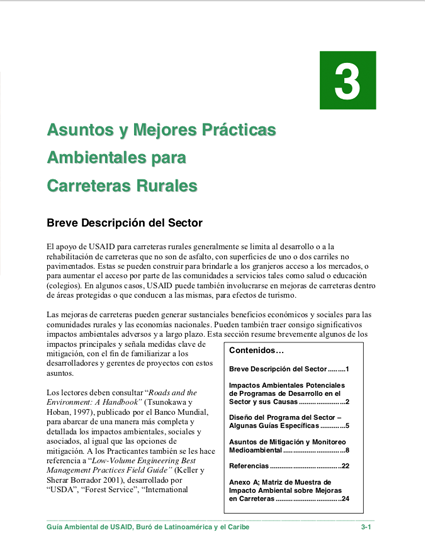 Sector Environmental Guideline: Rural Roads (2003 - Spanish)