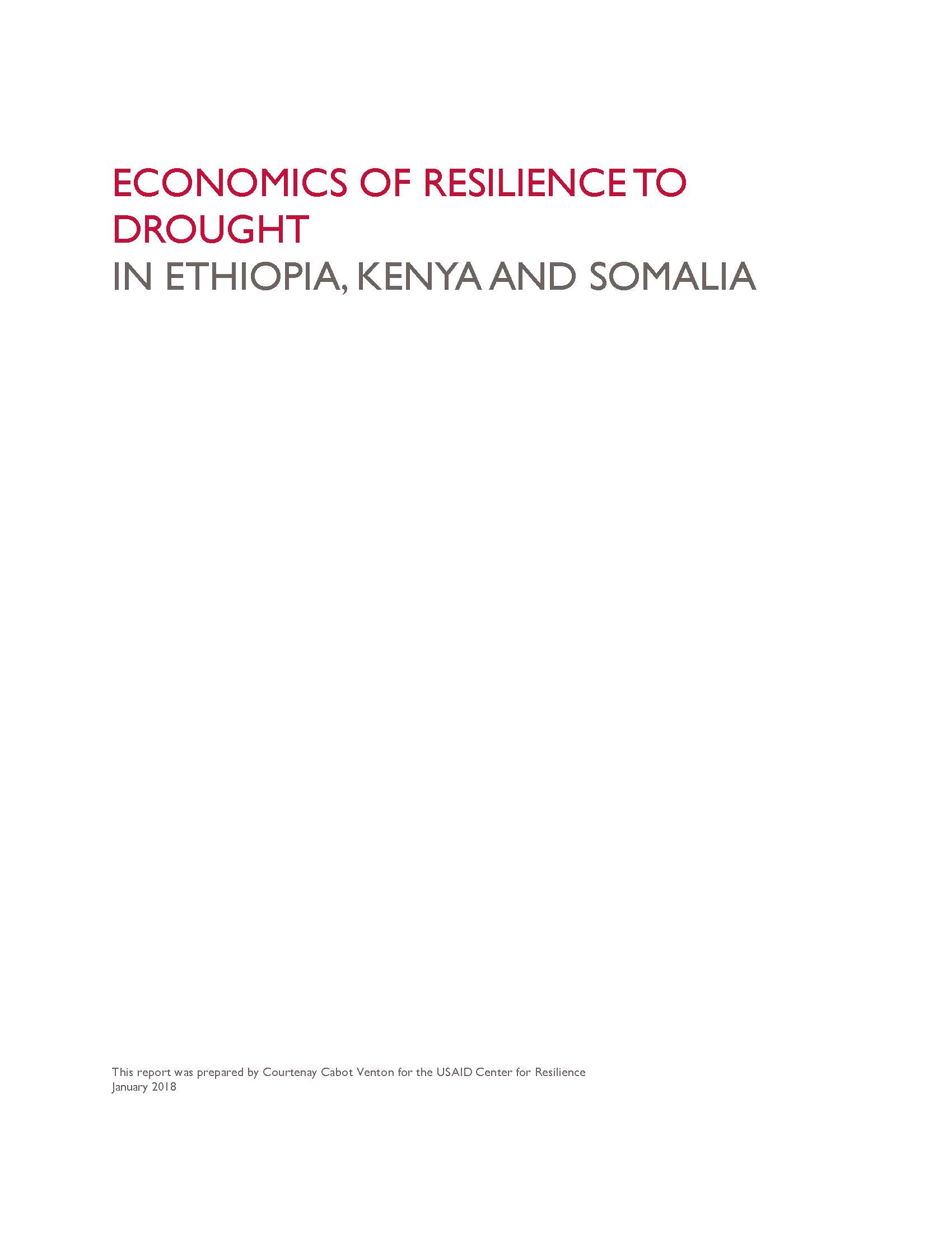 Economics of Resilience to Drought: Summary