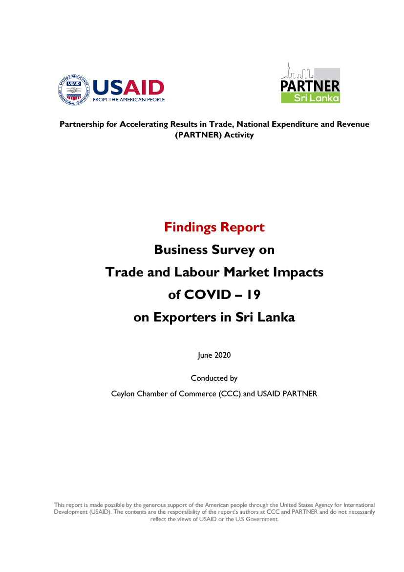 Business Survey: Assessing Trade and Labour market Impacts of COVID–19 on Exporters