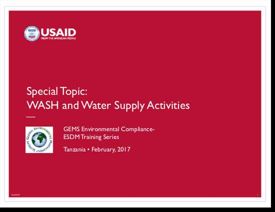 4.5-DAY BASIC EC-ESDM - Session 11: WASH & Water Supply Activities - Presentation