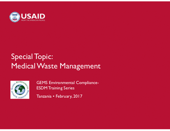 4.5-DAY BASIC EC-ESDM - Session 13: Medical Waste Management - Presentation