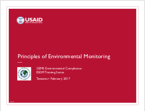 4.5-Day Basic EC-ESDM - Session 6: Principles of Environmental Monitoring - Presentation
