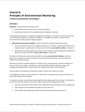 4.5-Day Basic EC-ESDM - Session 6: Principles of Environmental Monitoring