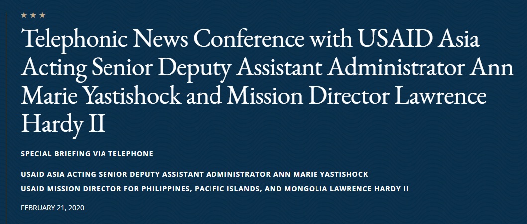 Full Transcript: Telephonic News Conference with USAID Asia Acting SDAA Ann Marie Yastishock and Mission Dir. Lawrence Hardy II