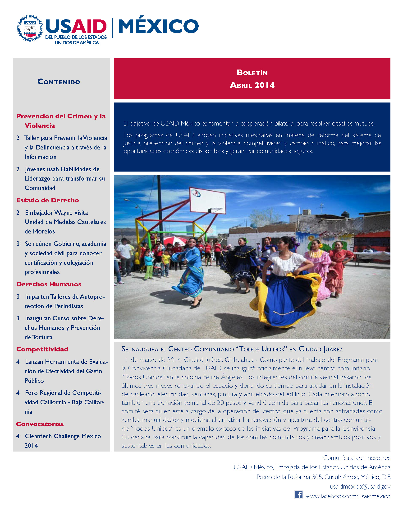 Resumen de actividades de USAID México.