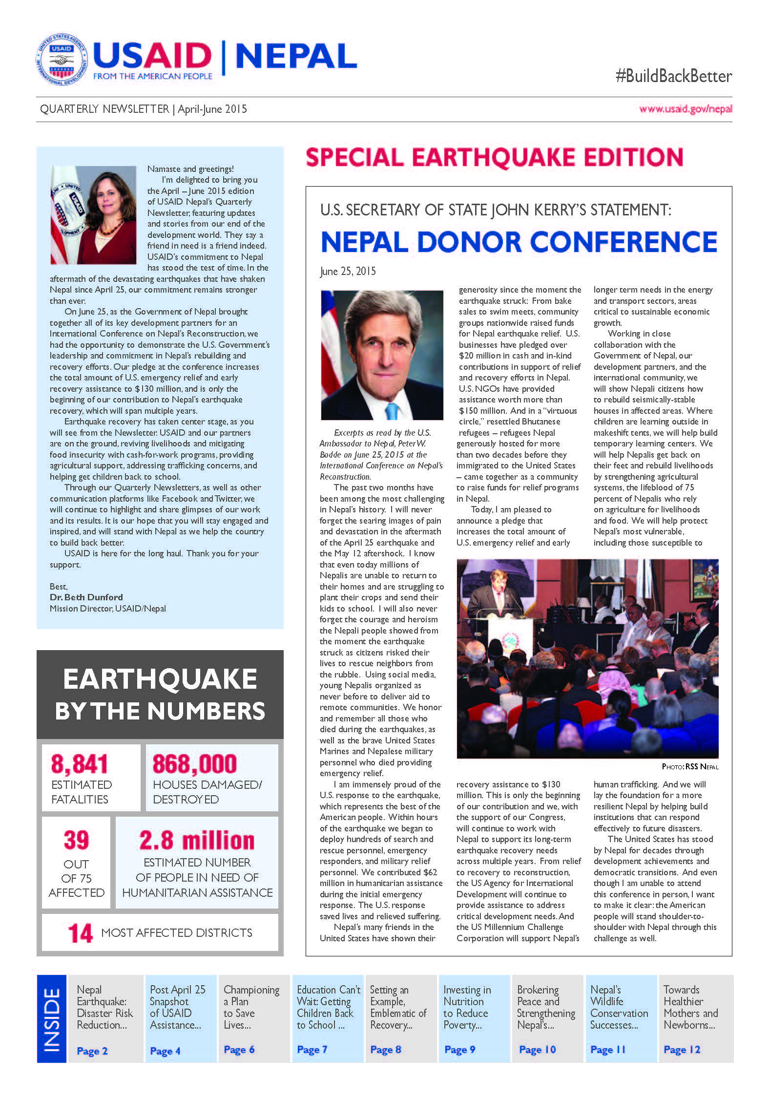 USAID NEPAL QUARTERLY NEWSLETTER: APRIL TO JUNE, 2015