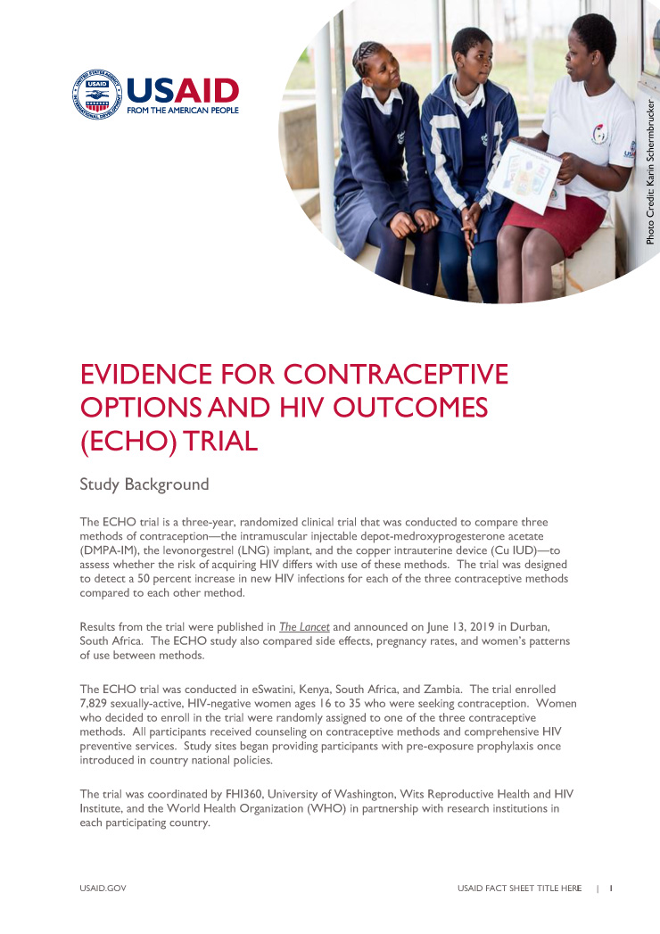 Evidence For Contraceptive Options And HIV Outcomes (ECHO) Trial