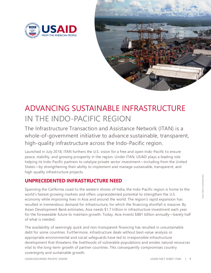 Fact Sheet: Advancing Sustainable Infrastructure in the Indo-Pacific Region