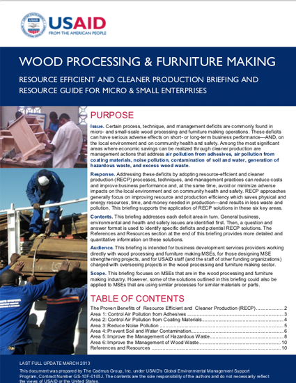 MSE Sub-Sector Briefing: Wood Processing (2013)