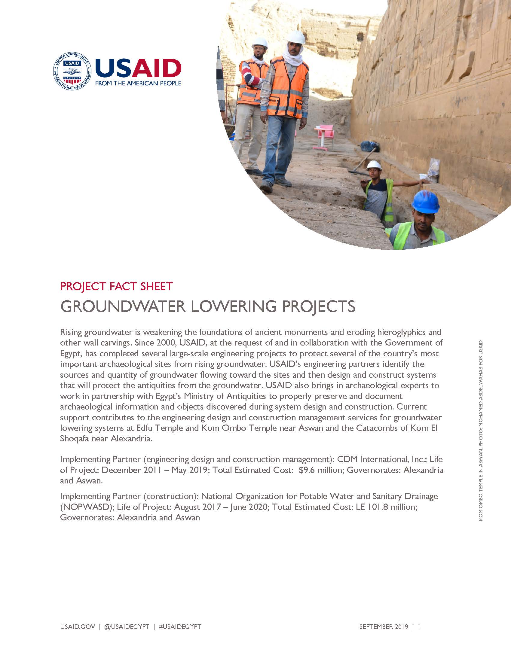 USAID/Egypt Activity Fact Sheet: Groundwater Lowering
