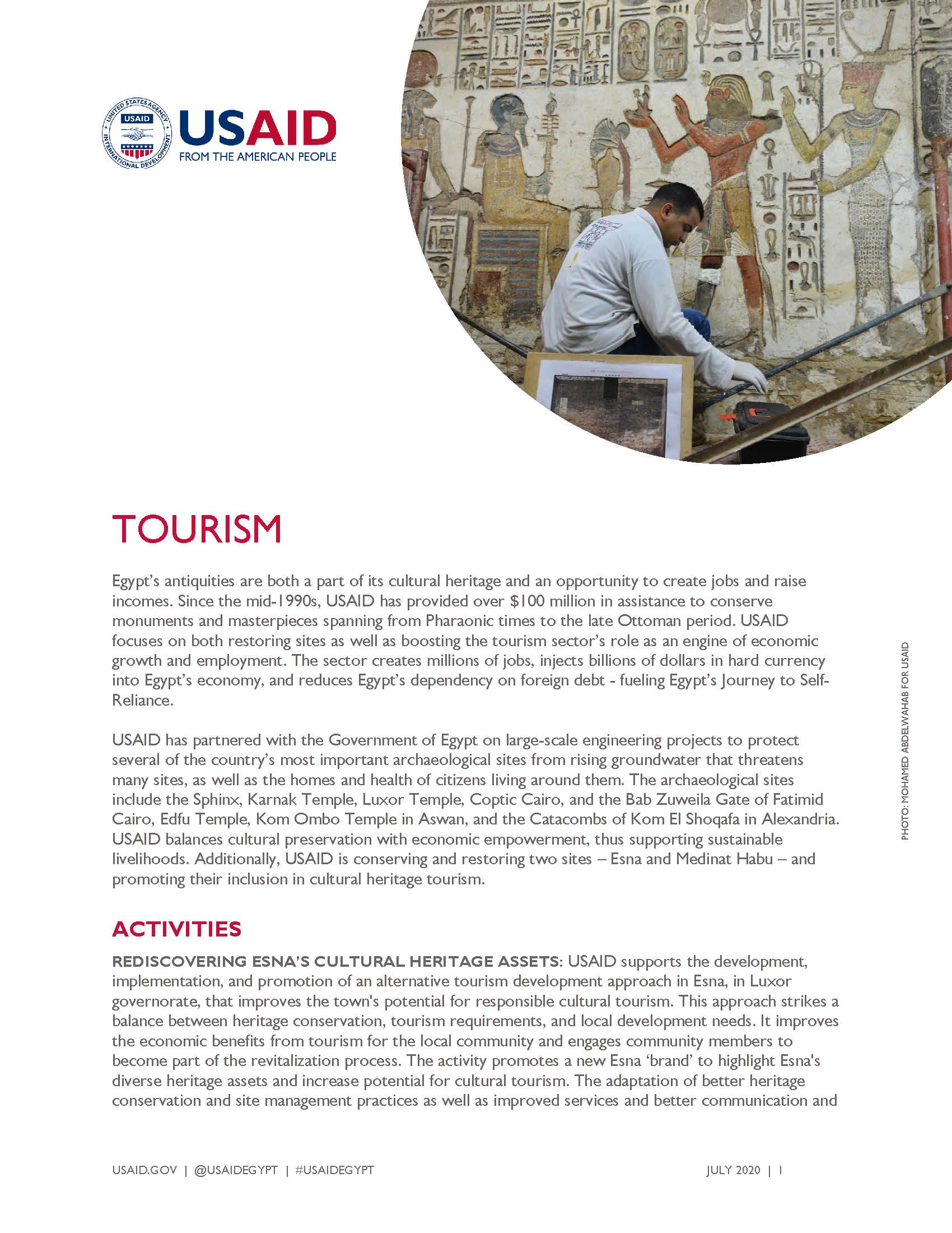 USAID/Egypt Fact Sheet: Tourism