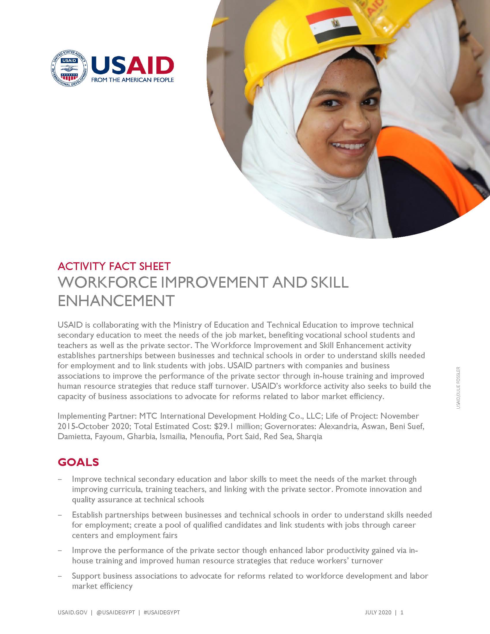 USAID/Egypt Activity: Workforce Improvement and Skill Enhancement