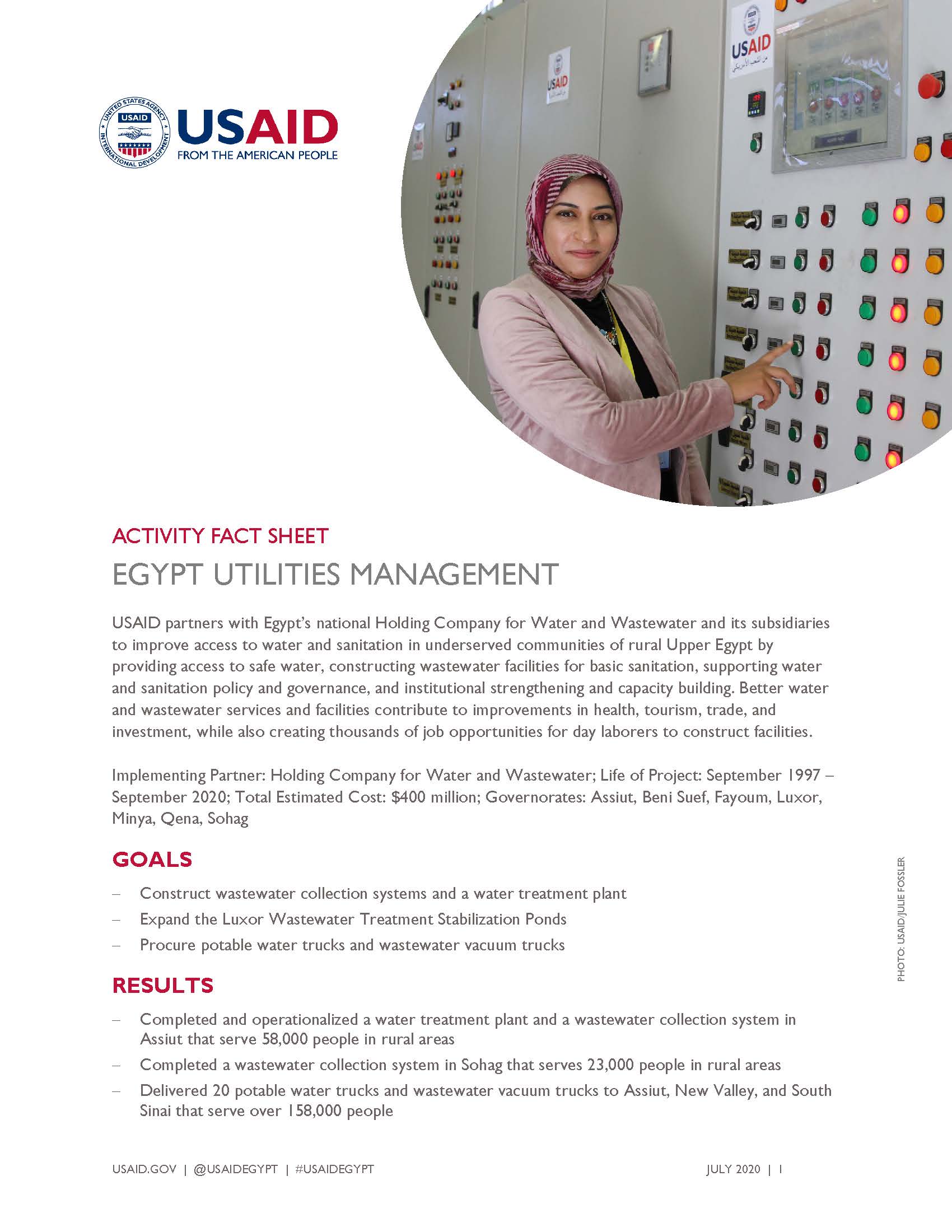 USAID/Egypt Activity Fact Sheet: Egypt Utilities Management