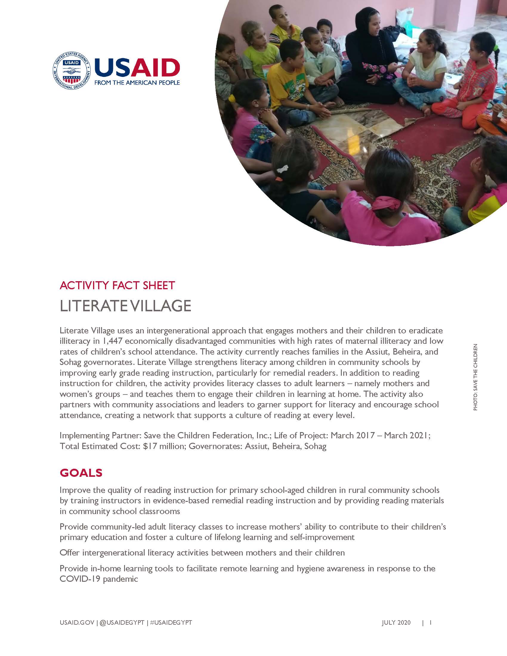 USAID/Egypt Activity Fact Sheet: Literate Village