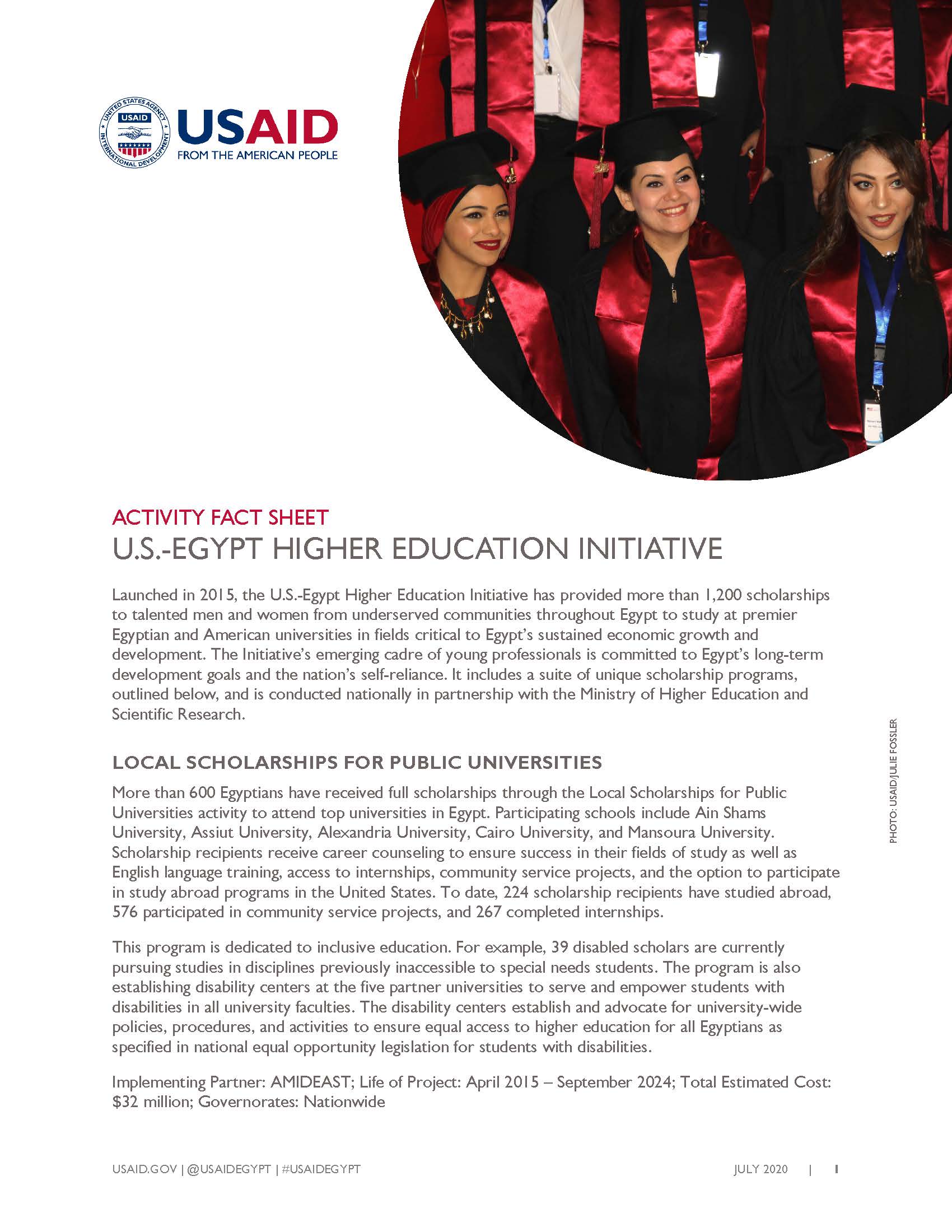 USAID/Egypt Activity Fact Sheet: U.S.-Egypt Higher Education Initiative