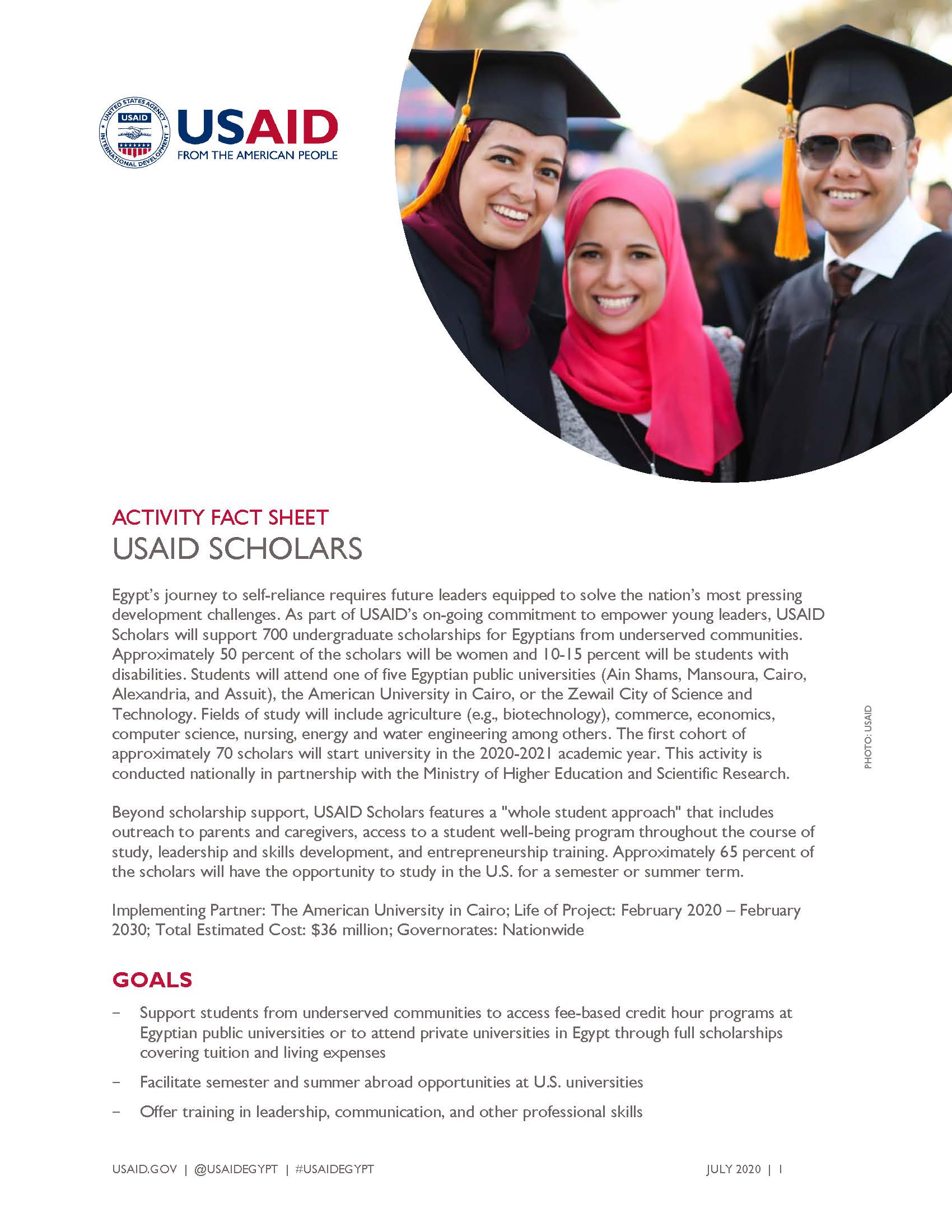 USAID/Egypt Activity Fact Sheet: USAID Scholars