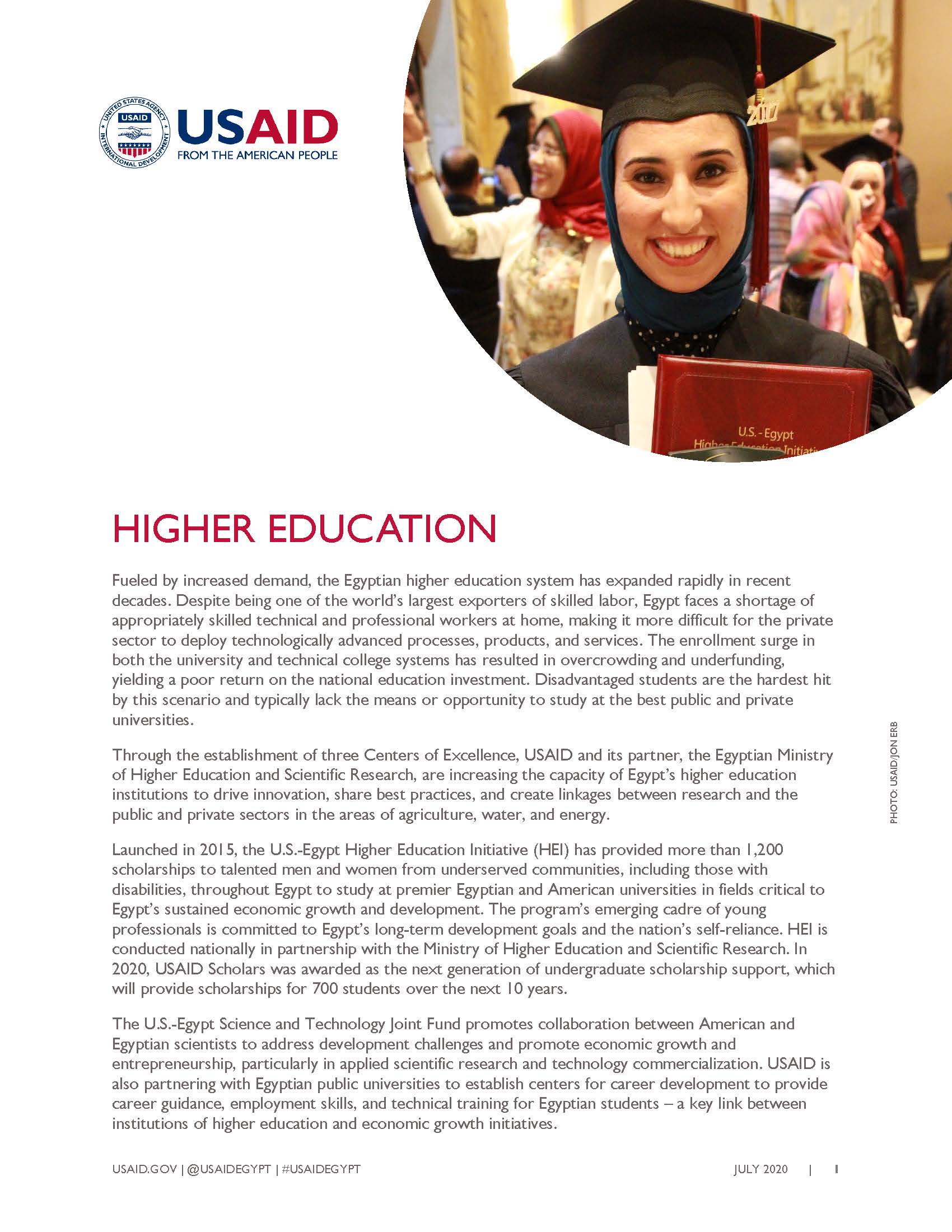 USAID/Egypt Fact Sheet: Higher Education