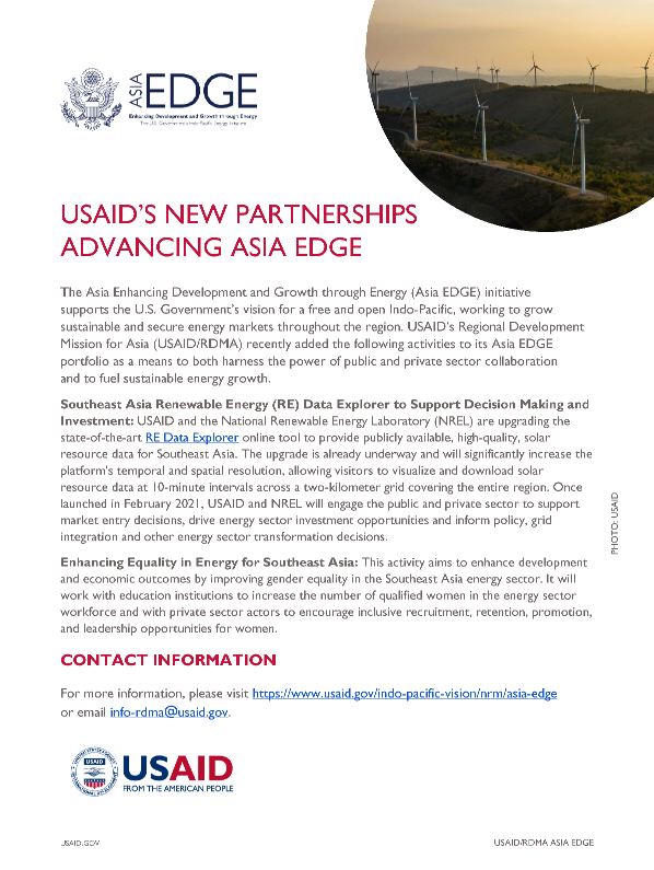 USAID's New Partnerships Advancing Asia EDGE Fact Sheet