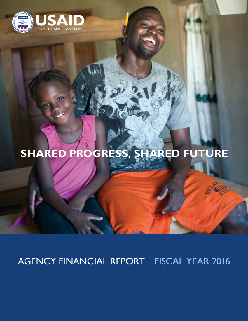 FY 2016 Agency Financial Report: Shared Progress, Shared Future