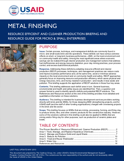 MSE Sub-Sector Briefing: Metal Finishing (2013)
