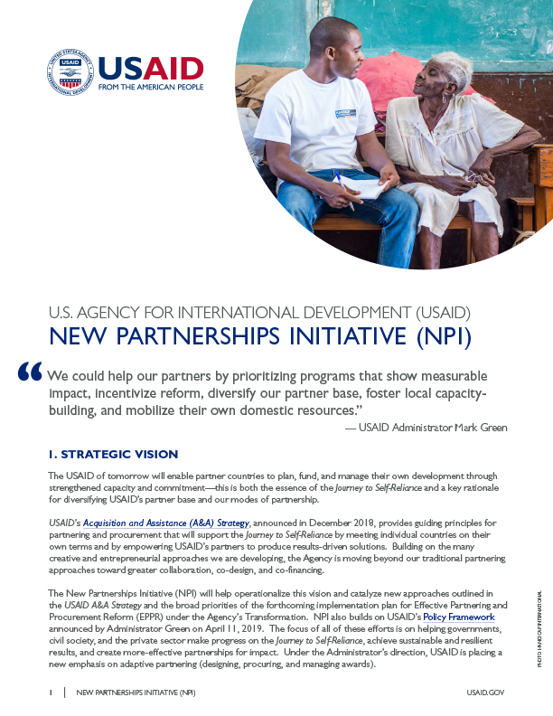 Fact Sheet: New Partnerships Initiative