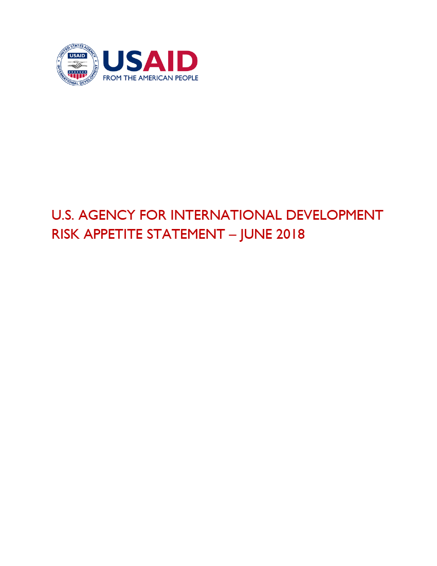 USAID Risk-Appetite Statement - June 2018  (Click to download PDF)