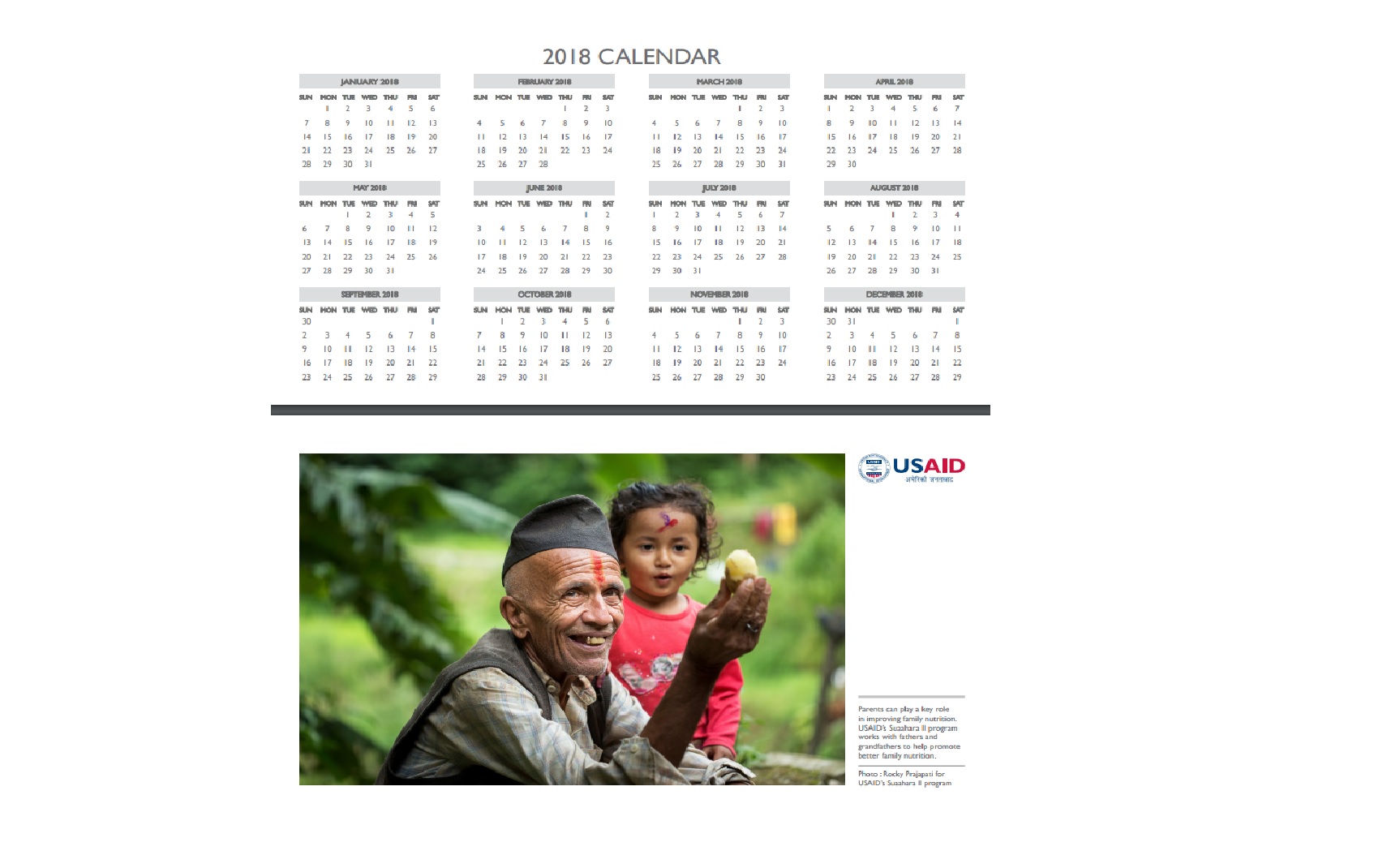 USAID Nepal Photo Calendar 2018
