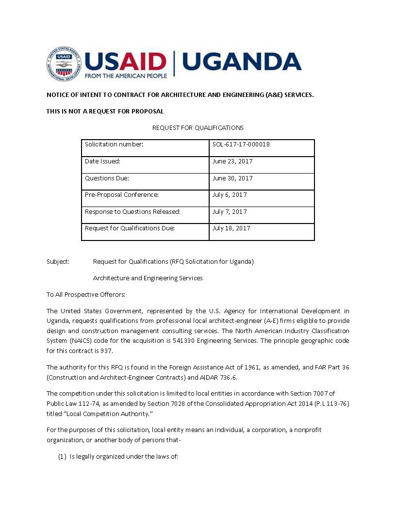 Uganda Solicitation SOL-617-17-000018