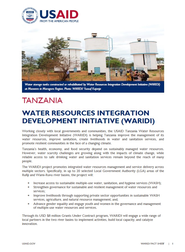 Water Resources Integration Development Initiative (WARIDI) Fact Sheet