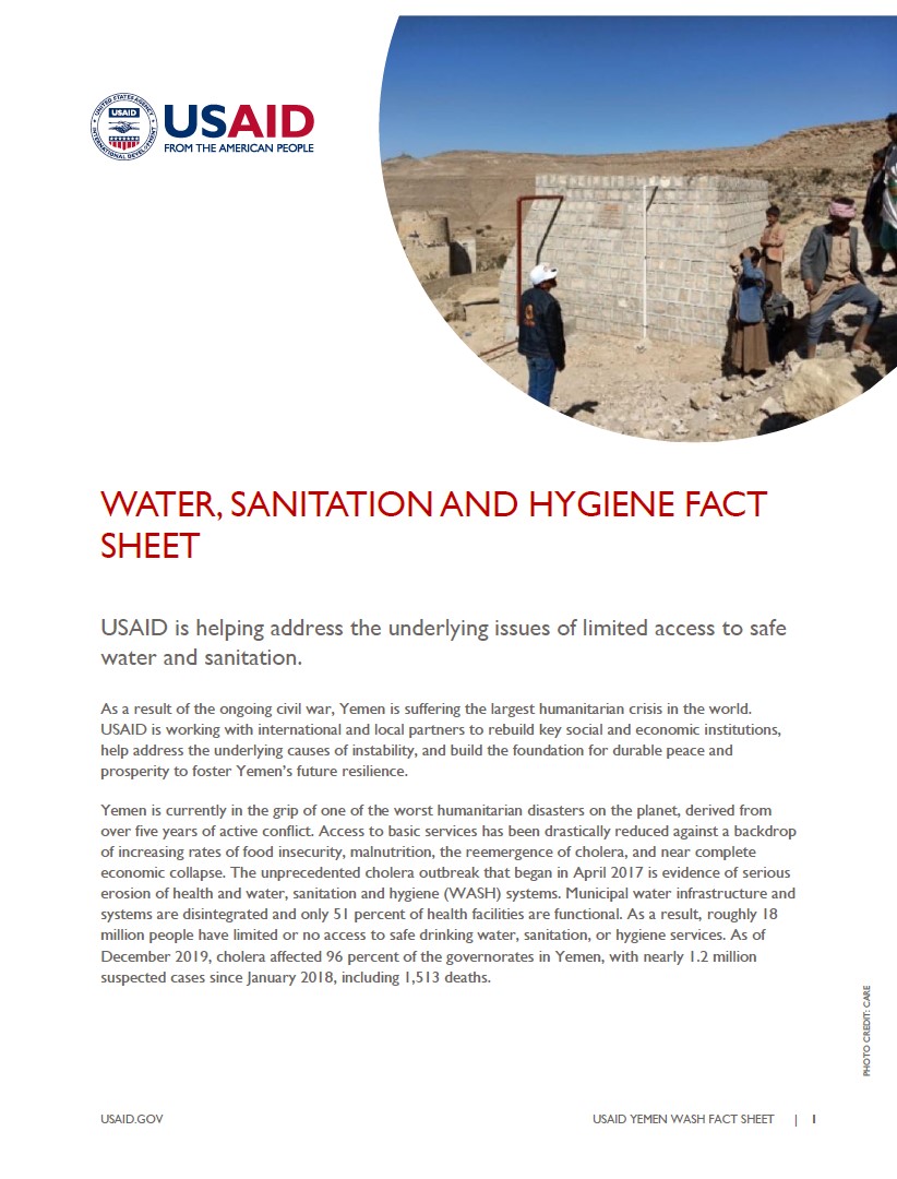USAID Yemen Water, Sanitation and Hygiene Fact Sheet March 2020