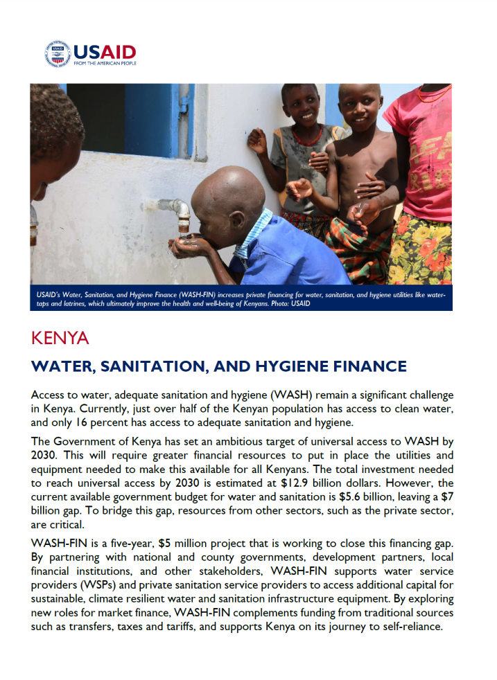  Water, Sanitation and Hygiene Finance fact sheet