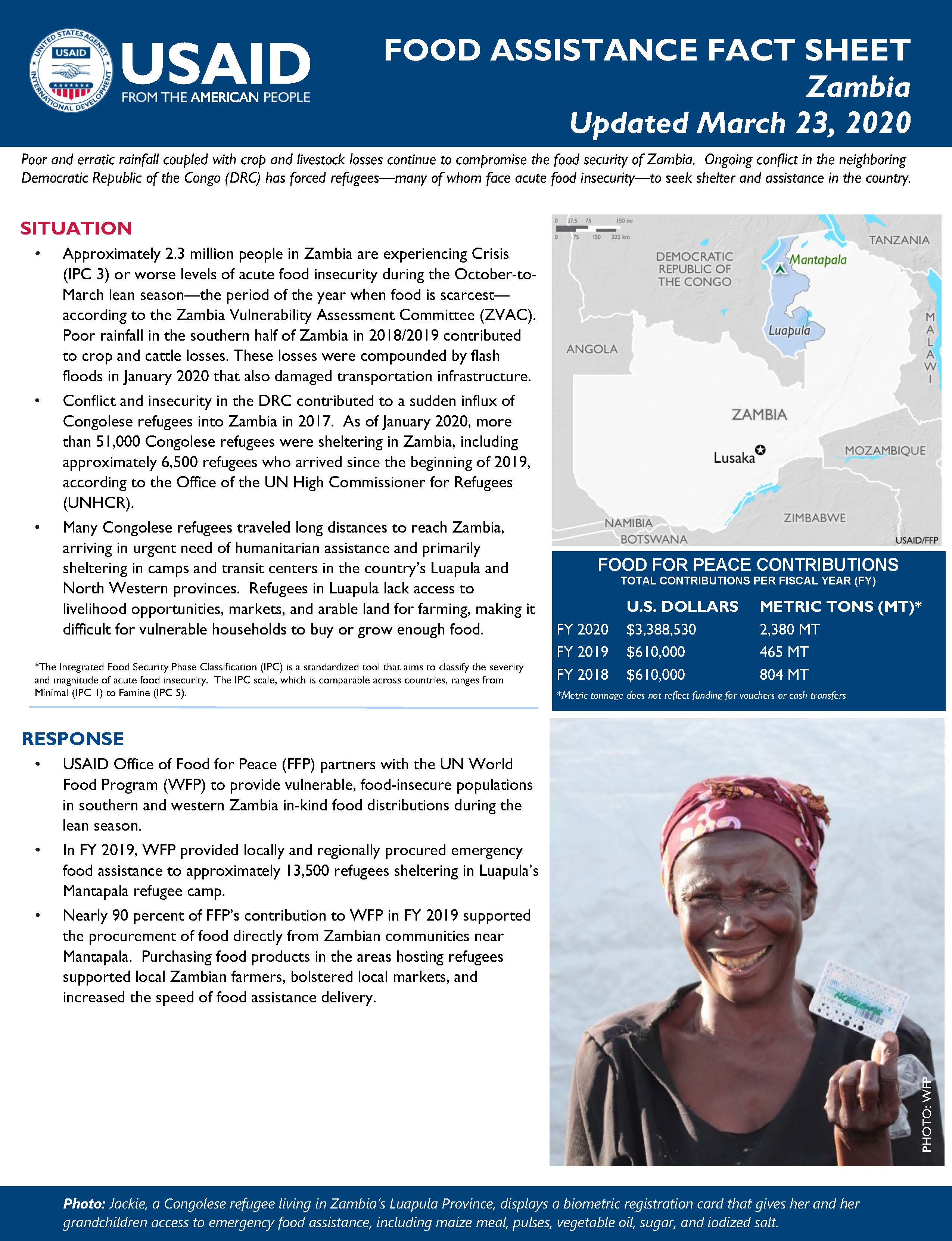 Food Assistance Fact Sheet - Zambia