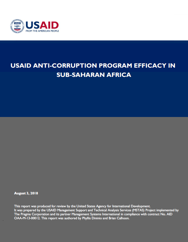 USAID Anti-corruption Program Efficacy in sub-Saharan Africa 2018