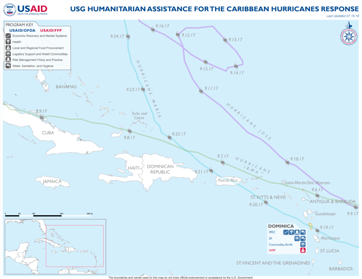 Caribbean – Hurricanes Map #7, Fiscal Year (FY) 2018