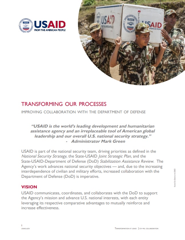 Fact Sheet: Improving Collaboration with the Department of Defense