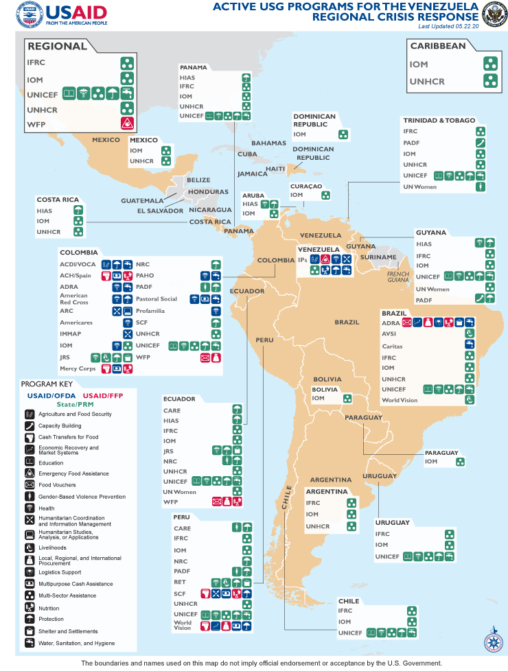 Venezuela Regional Crisis Fact Sheet Map #2, FY (FY) 2020 - May 22, 2020