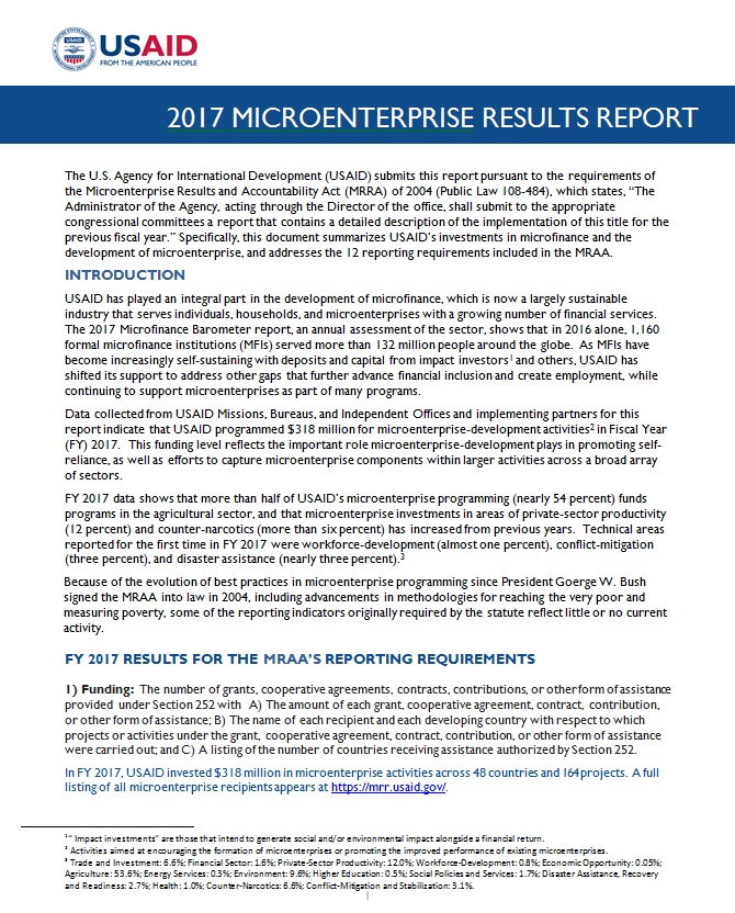Microenterprise Results Reporting, 2017