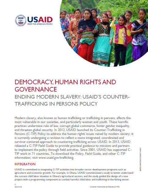 Ending Modern Slavery: USAID’s Counter-trafficking in Persons Policy