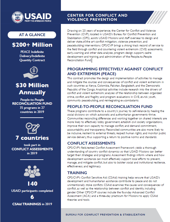 Center for Conflict and Violence Prevention Fact Sheet