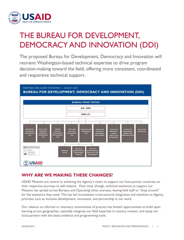 Fact Sheet: The Bureau for Development, Democracy, and Innovation (DDI)