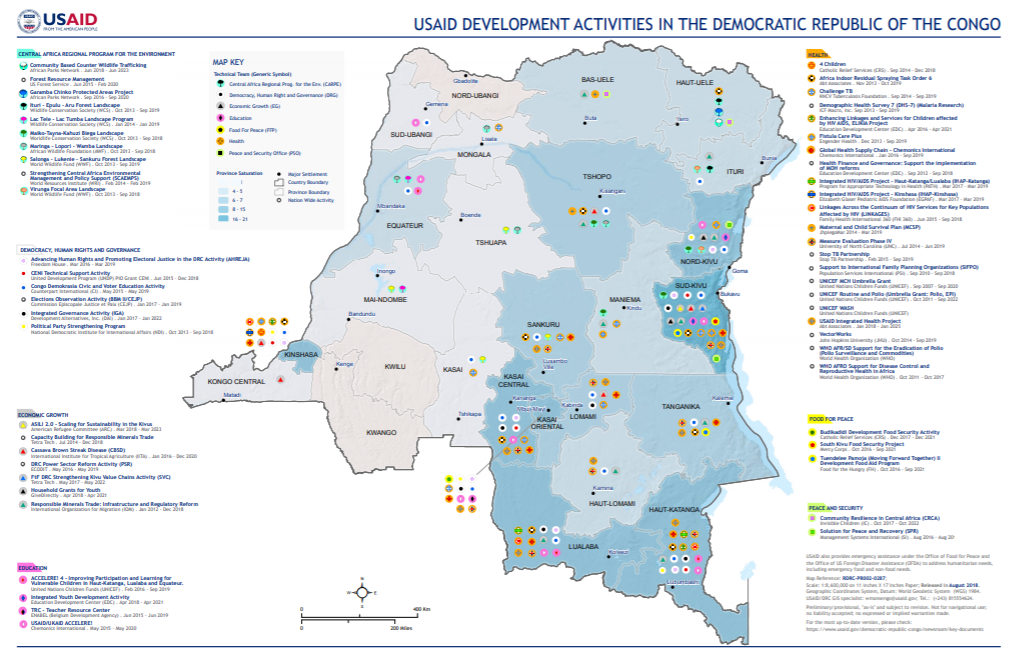 Map - USAID Development Activities in the DRC - August 2018