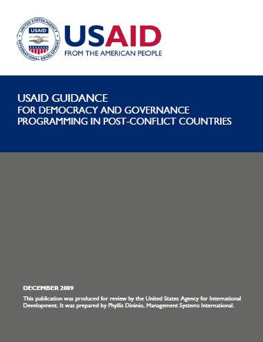 USAID Guidance for Democracy and Governance Programming in Post-Conflict Countries