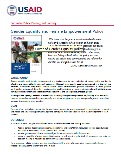 Fact Sheet: Gender Equality And Female Empowerment Policy | Archive - U ...