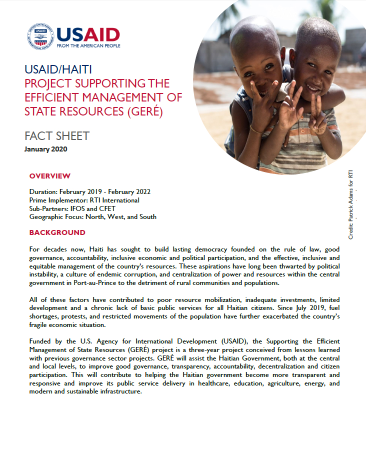 USAID/Haiti GERE Fact Sheet - January 2020