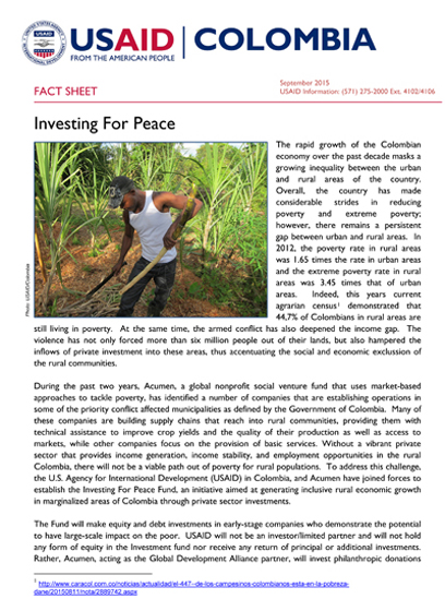 FACT SHEET - Investment for Peace Fund